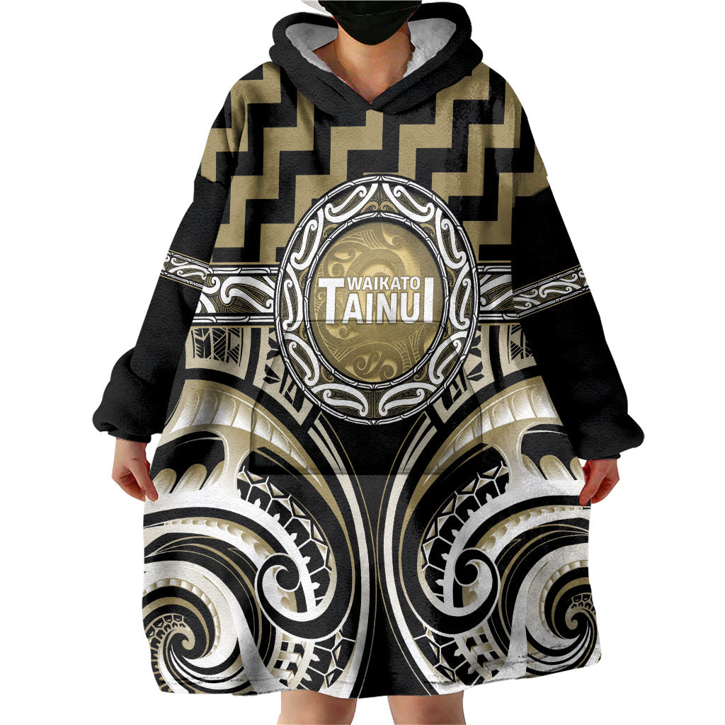 Aotearoa Waikato Tainui Personalised Wearable Blanket Hoodie Maori Iwi Poutama Puhoro Tattoo LT14 - Polynesian Pride