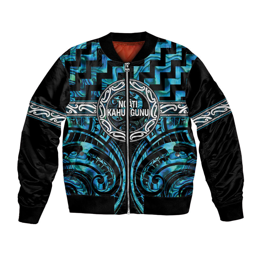 Aotearoa Ngati Kahungunu Personalised Bomber Jacket Maori Iwi Poutama Puhoro Tattoo LT14 Unisex Turquoise - Polynesian Pride