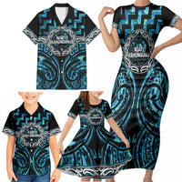 Aotearoa Ngati Kahungunu Personalised Family Matching Short Sleeve Bodycon Dress and Hawaiian Shirt Maori Iwi Poutama Puhoro Tattoo LT14 - Polynesian Pride