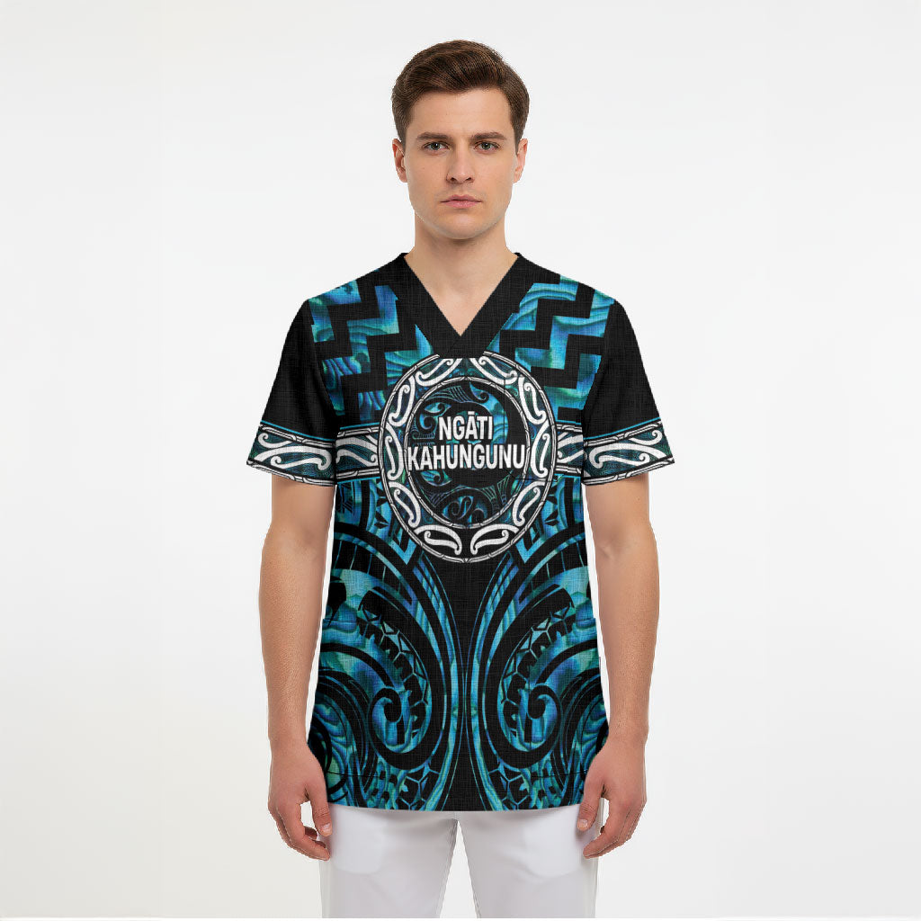 Aotearoa Ngati Kahungunu Personalised Scrub Top Maori Iwi Poutama Puhoro Tattoo LT14 - Polynesian Pride
