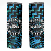 Aotearoa Ngati Kahungunu Personalised Skinny Tumbler Maori Iwi Poutama Puhoro Tattoo LT14 Turquoise - Polynesian Pride