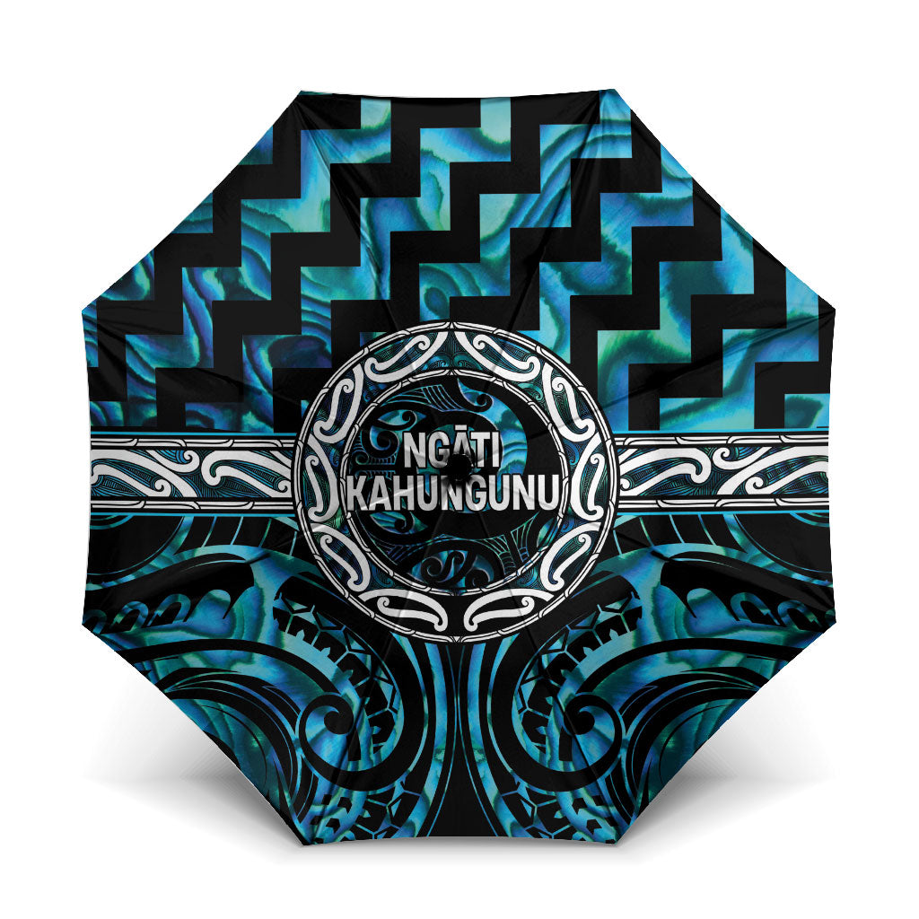 Aotearoa Ngati Kahungunu Umbrella Maori Iwi Poutama Puhoro Tattoo LT14 One Size Folded 11.42 inch Opened Diameter 37.4 inch Turquoise - Polynesian Pride