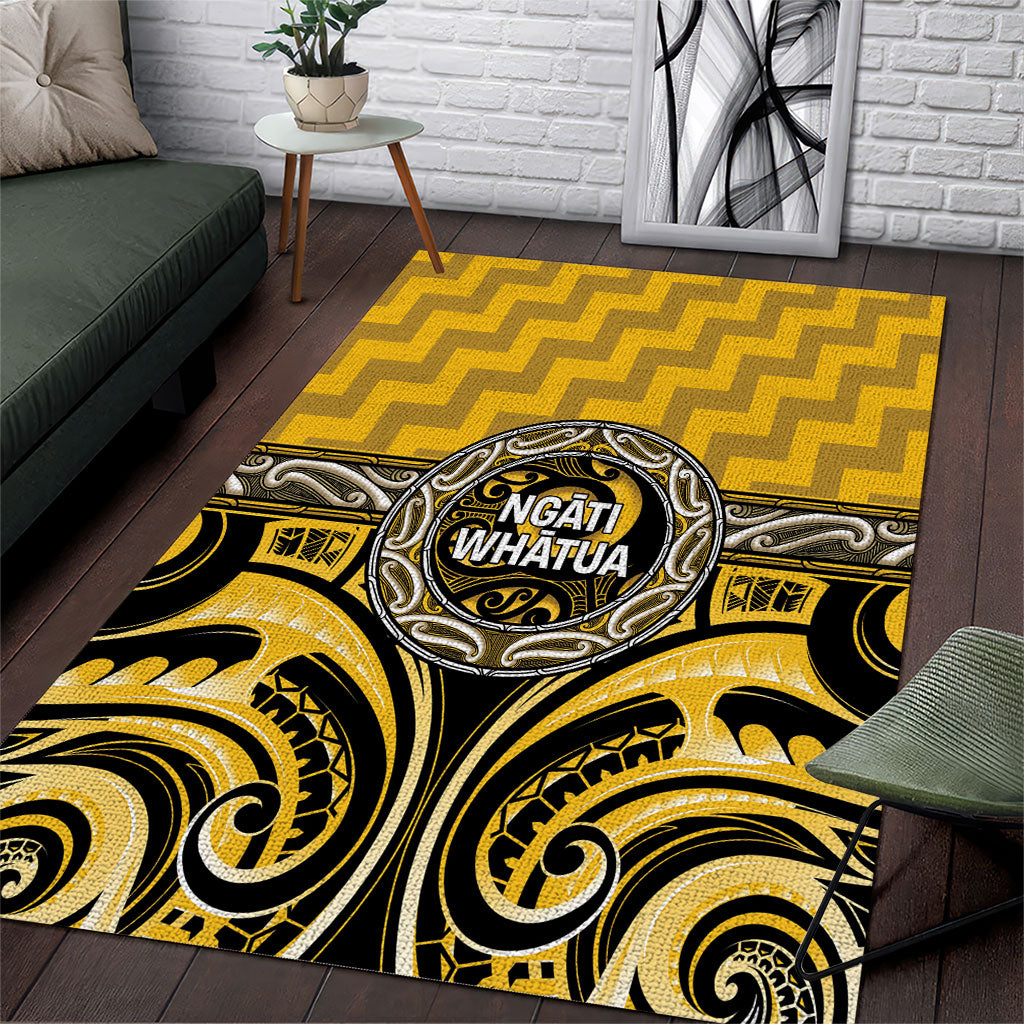 Aotearoa Ngati Whatua Area Rug Maori Iwi Poutama Puhoro Tattoo LT14 Yellow - Polynesian Pride