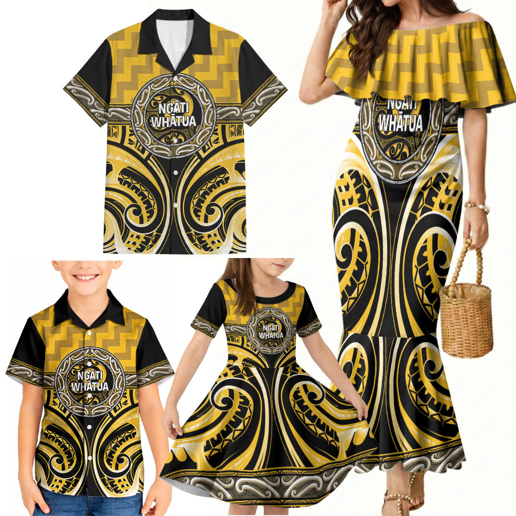 Aotearoa Ngati Whatua Personalised Family Matching Mermaid Dress and Hawaiian Shirt Maori Iwi Poutama Puhoro Tattoo LT14 - Polynesian Pride