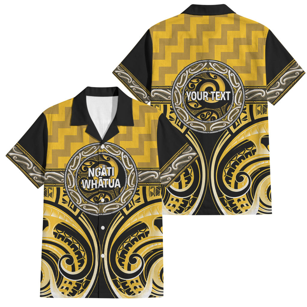 Aotearoa Ngati Whatua Personalised Family Matching Mermaid Dress and Hawaiian Shirt Maori Iwi Poutama Puhoro Tattoo LT14 Dad's Shirt - Short Sleeve Yellow - Polynesian Pride