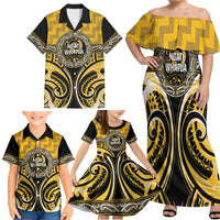 Aotearoa Ngati Whatua Personalised Family Matching Off Shoulder Maxi Dress and Hawaiian Shirt Maori Iwi Poutama Puhoro Tattoo LT14 - Polynesian Pride