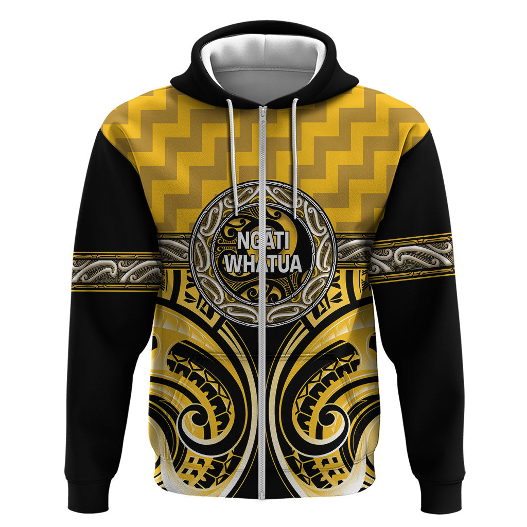 Aotearoa Ngati Whatua Personalised Hoodie Maori Iwi Poutama Puhoro Tattoo LT14 Zip Hoodie Yellow - Polynesian Pride