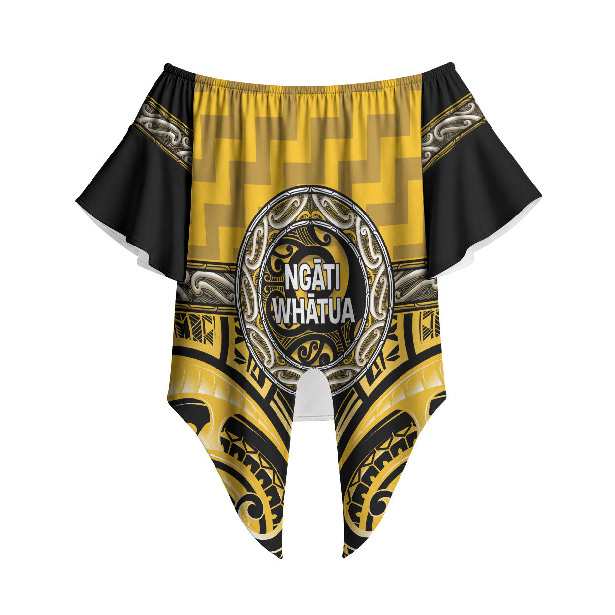 Aotearoa Ngati Whatua Personalised Off Shoulder Wrap Waist Top Maori Iwi Poutama Puhoro Tattoo