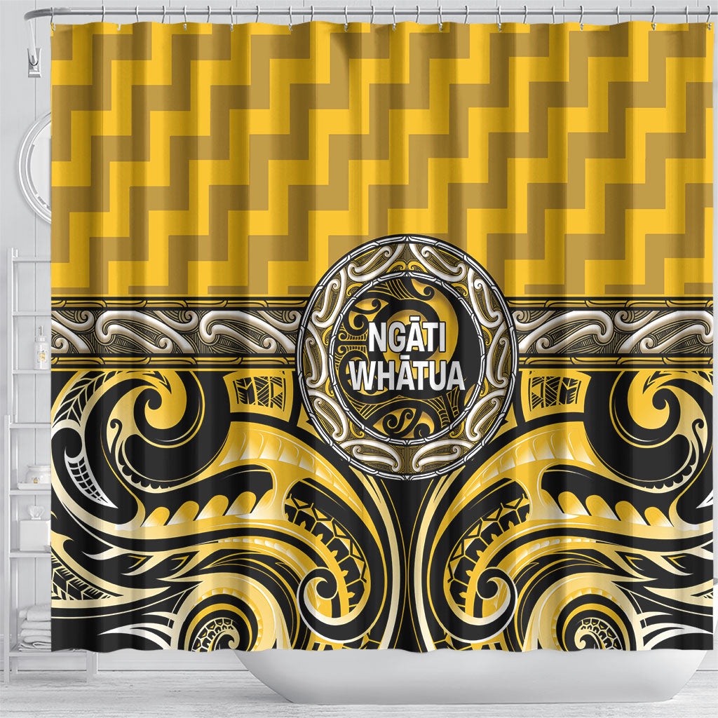Aotearoa Ngati Whatua Shower Curtain Maori Iwi Poutama Puhoro Tattoo LT14 - Polynesian Pride