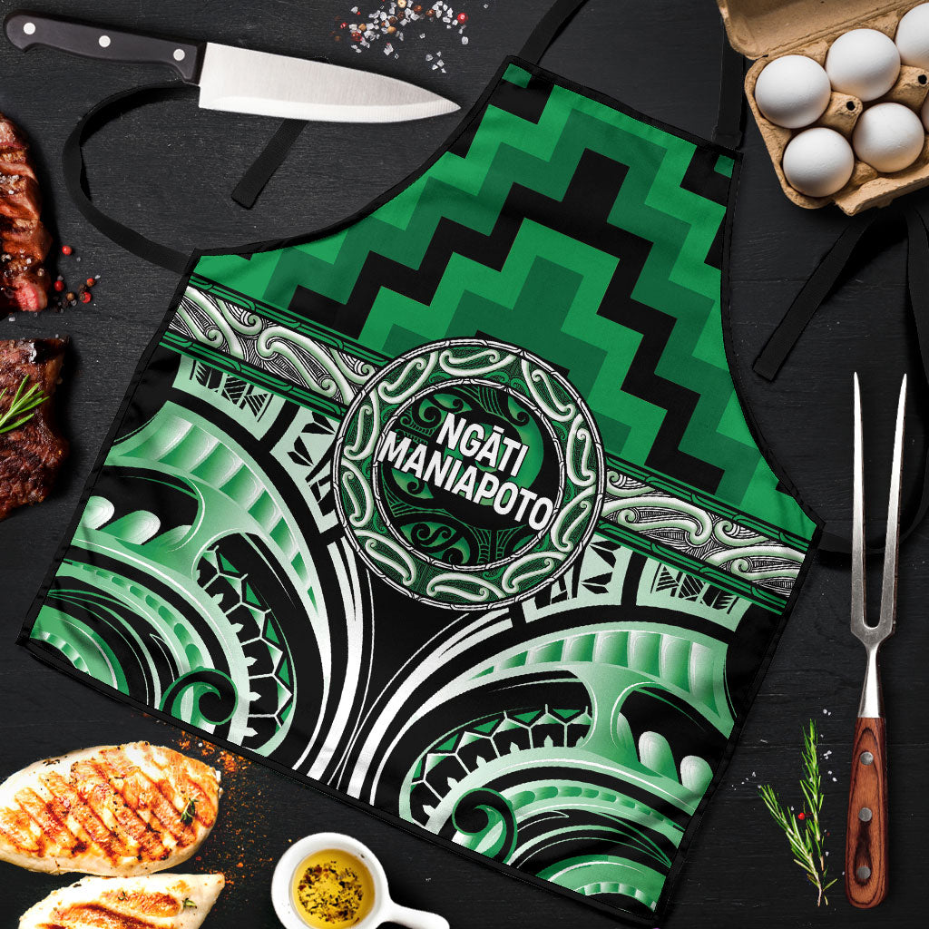 Aotearoa Ngati Maniapoto Apron Maori Iwi Poutama Puhoro Tattoo LT14 Green - Polynesian Pride