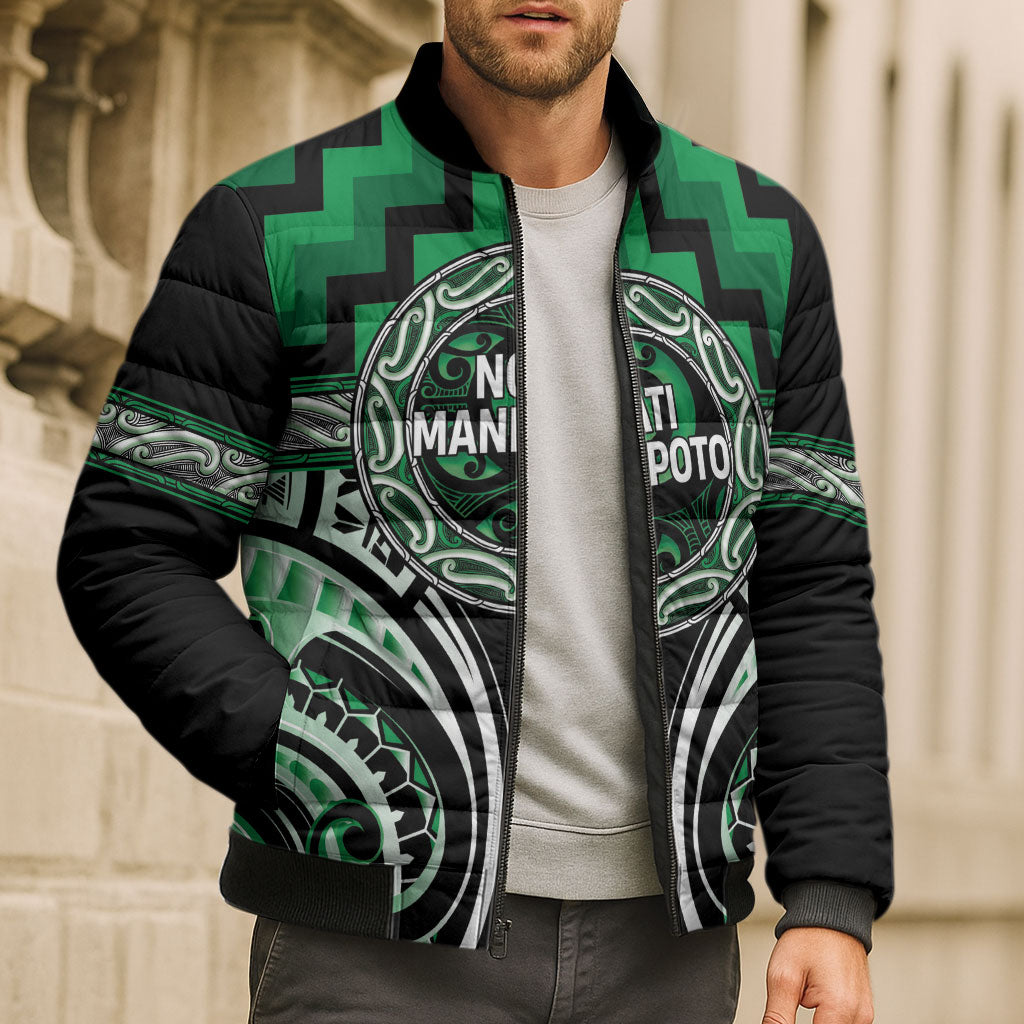 Aotearoa Ngati Maniapoto Personalised Bomber Puffer Jacket Maori Iwi Poutama Puhoro Tattoo LT14 - Polynesian Pride