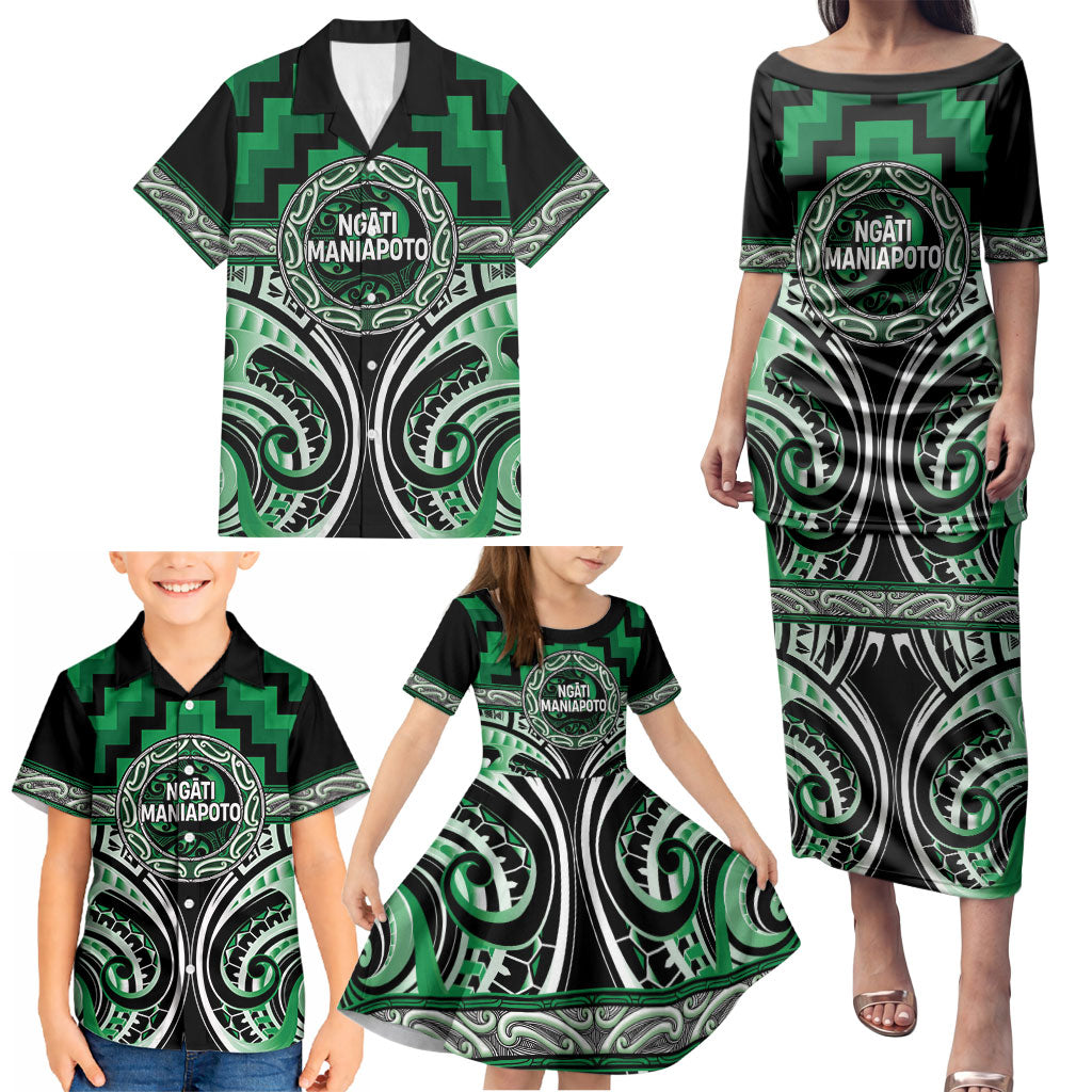 Aotearoa Ngati Maniapoto Personalised Family Matching Puletasi and Hawaiian Shirt Maori Iwi Poutama Puhoro Tattoo LT14 - Polynesian Pride