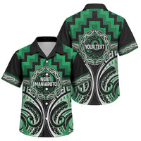 Aotearoa Ngati Maniapoto Personalised Family Matching Puletasi and Hawaiian Shirt Maori Iwi Poutama Puhoro Tattoo LT14 Son's Shirt Green - Polynesian Pride