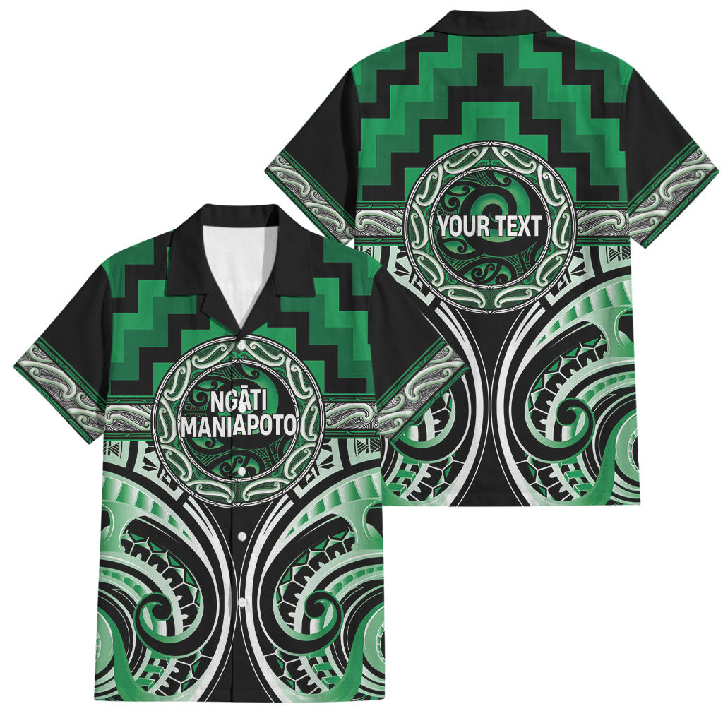 Aotearoa Ngati Maniapoto Personalised Family Matching Short Sleeve Bodycon Dress and Hawaiian Shirt Maori Iwi Poutama Puhoro Tattoo LT14 Dad's Shirt - Short Sleeve Green - Polynesian Pride