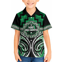Aotearoa Ngati Maniapoto Personalised Kid Hawaiian Shirt Maori Iwi Poutama Puhoro Tattoo LT14 Kid Green - Polynesian Pride