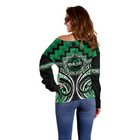 Aotearoa Ngati Maniapoto Personalised Off Shoulder Sweater Maori Iwi Poutama Puhoro Tattoo LT14 - Polynesian Pride