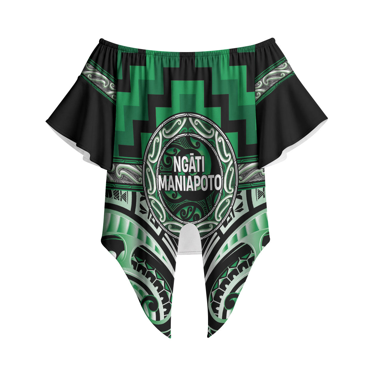Aotearoa Ngati Maniapoto Personalised Off Shoulder Wrap Waist Top Maori Iwi Poutama Puhoro Tattoo