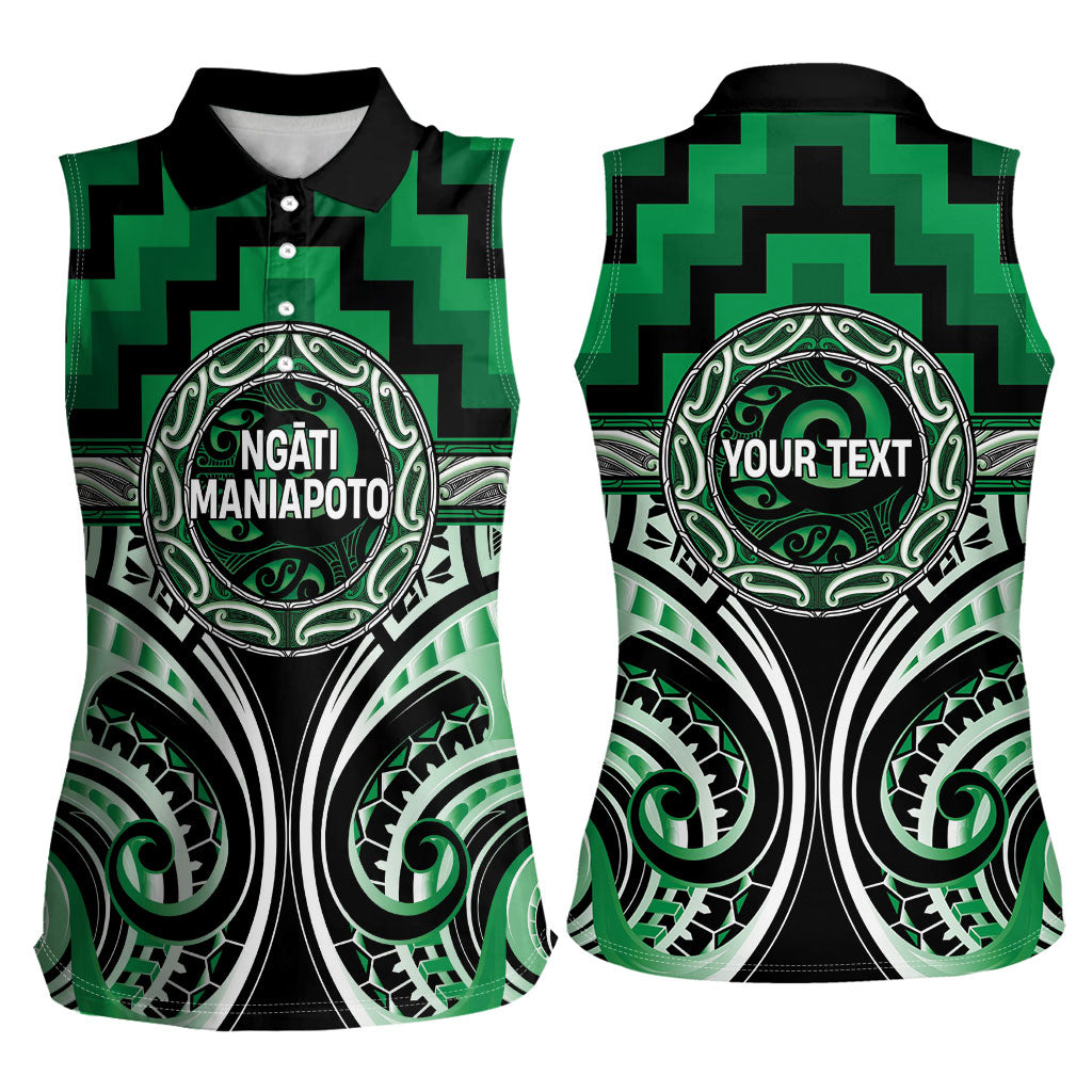 Aotearoa Ngati Maniapoto Personalised Women Sleeveless Polo Shirt Maori Iwi Poutama Puhoro Tattoo LT14 - Polynesian Pride