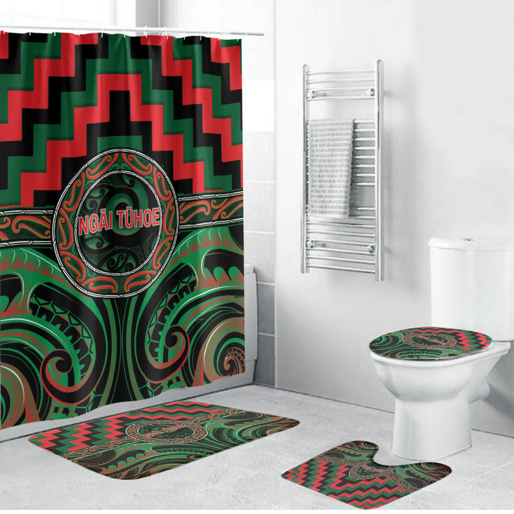 Aotearoa Ngai Tuhoe Bathroom Set Maori Iwi Poutama Puhoro Tattoo LT14 Bathroom Set (4 pcs) Green - Polynesian Pride