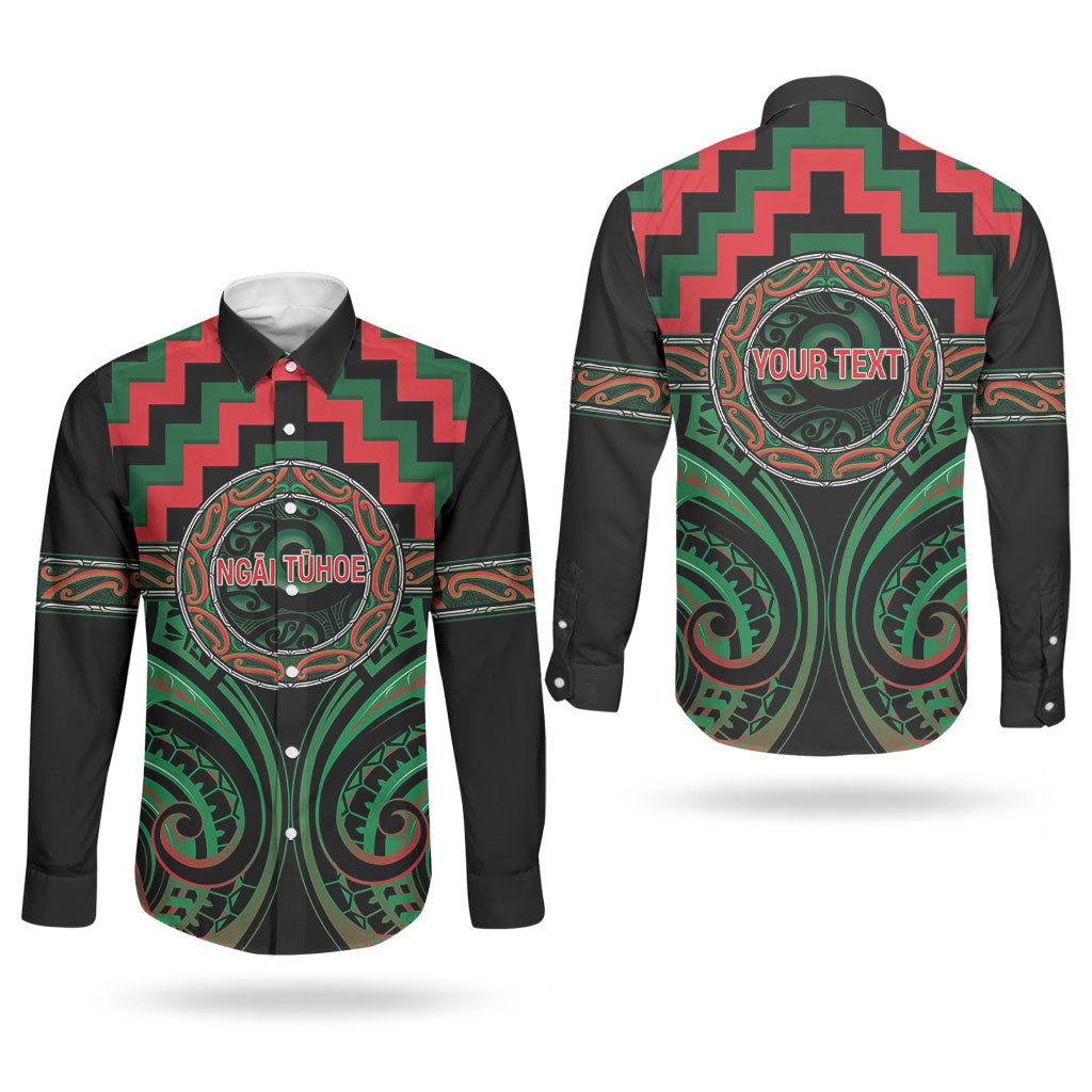 Aotearoa Ngai Tuhoe Personalised Couples Matching Off Shoulder Maxi Dress and Long Sleeve Button Shirt Maori Iwi Poutama Puhoro Tattoo LT14 - Polynesian Pride