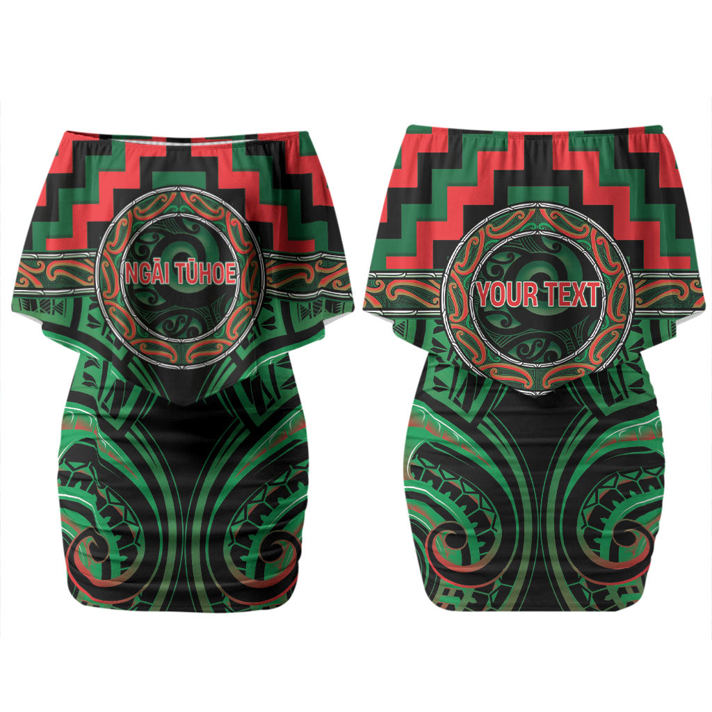 Aotearoa Ngai Tuhoe Personalised Couples Matching Off Shoulder Short Dress and Long Sleeve Button Shirt Maori Iwi Poutama Puhoro Tattoo LT14 - Polynesian Pride