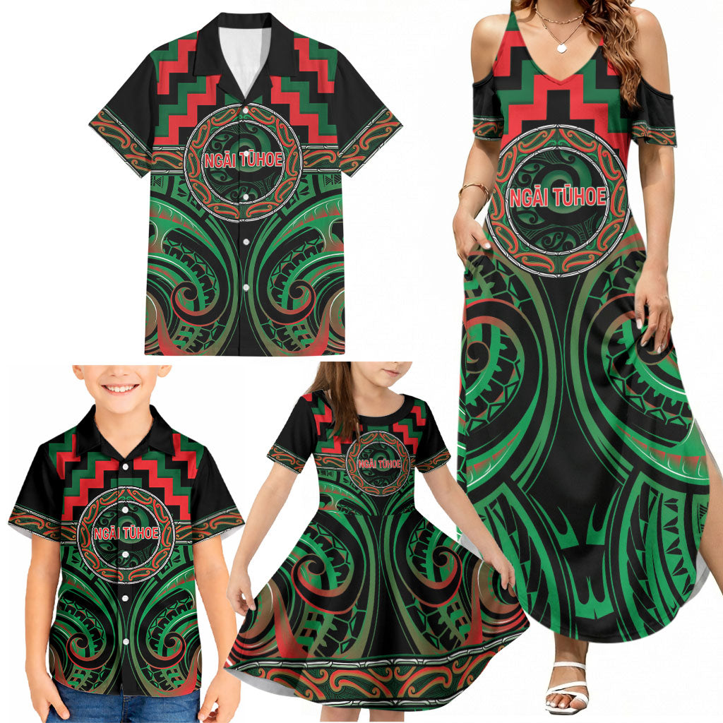 Aotearoa Ngai Tuhoe Personalised Family Matching Summer Maxi Dress and Hawaiian Shirt Maori Iwi Poutama Puhoro Tattoo LT14 - Polynesian Pride