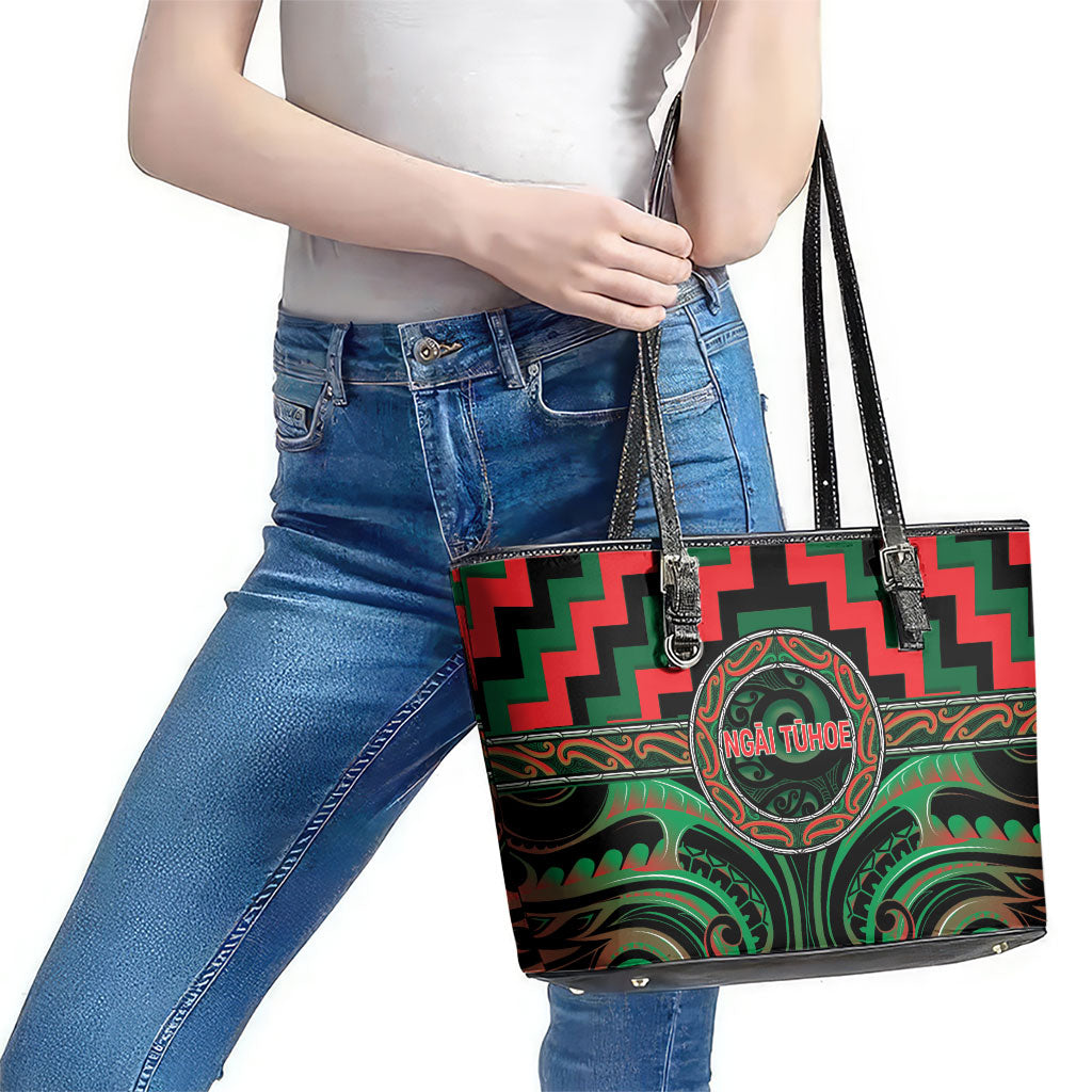 Aotearoa Ngai Tuhoe Leather Tote Bag Maori Iwi Poutama Puhoro Tattoo LT14 - Polynesian Pride