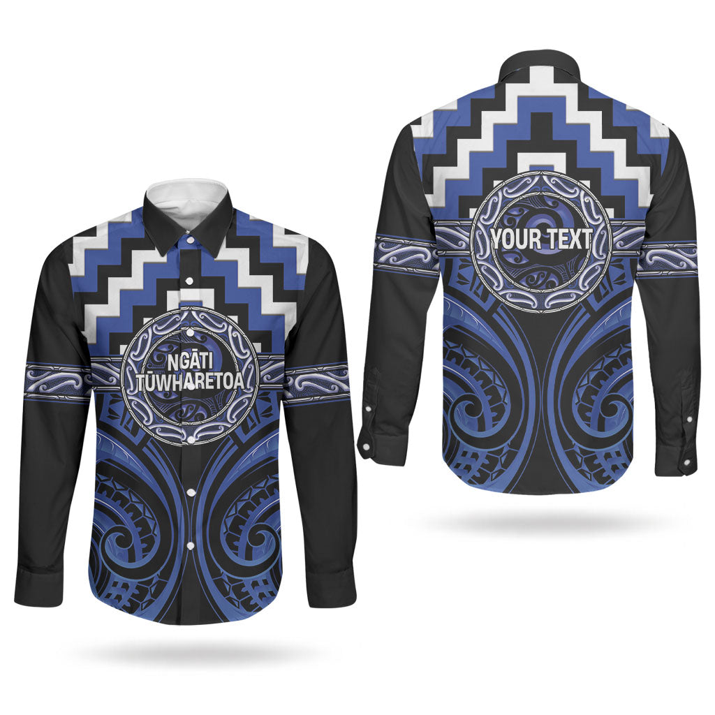 Aotearoa Ngati Tuwharetoa Personalised Couples Matching Off Shoulder Maxi Dress and Long Sleeve Button Shirt Maori Iwi Poutama Puhoro Tattoo LT14 - Polynesian Pride