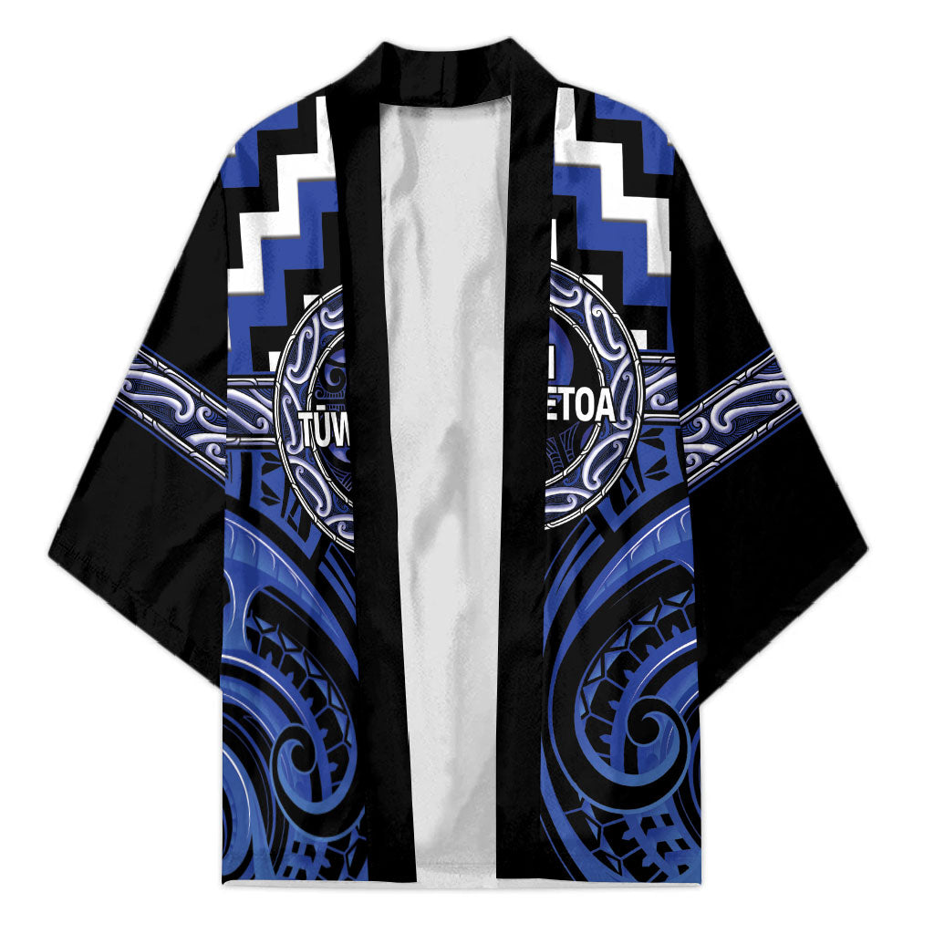 Aotearoa Ngati Tuwharetoa Personalised Kimono Maori Iwi Poutama Puhoro Tattoo LT14 Unisex Blue - Polynesian Pride