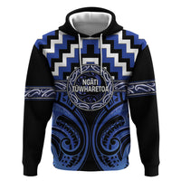 Aotearoa Ngati Tuwharetoa Personalised Zip Hoodie Maori Iwi Poutama Puhoro Tattoo LT14 Pullover Hoodie Blue - Polynesian Pride