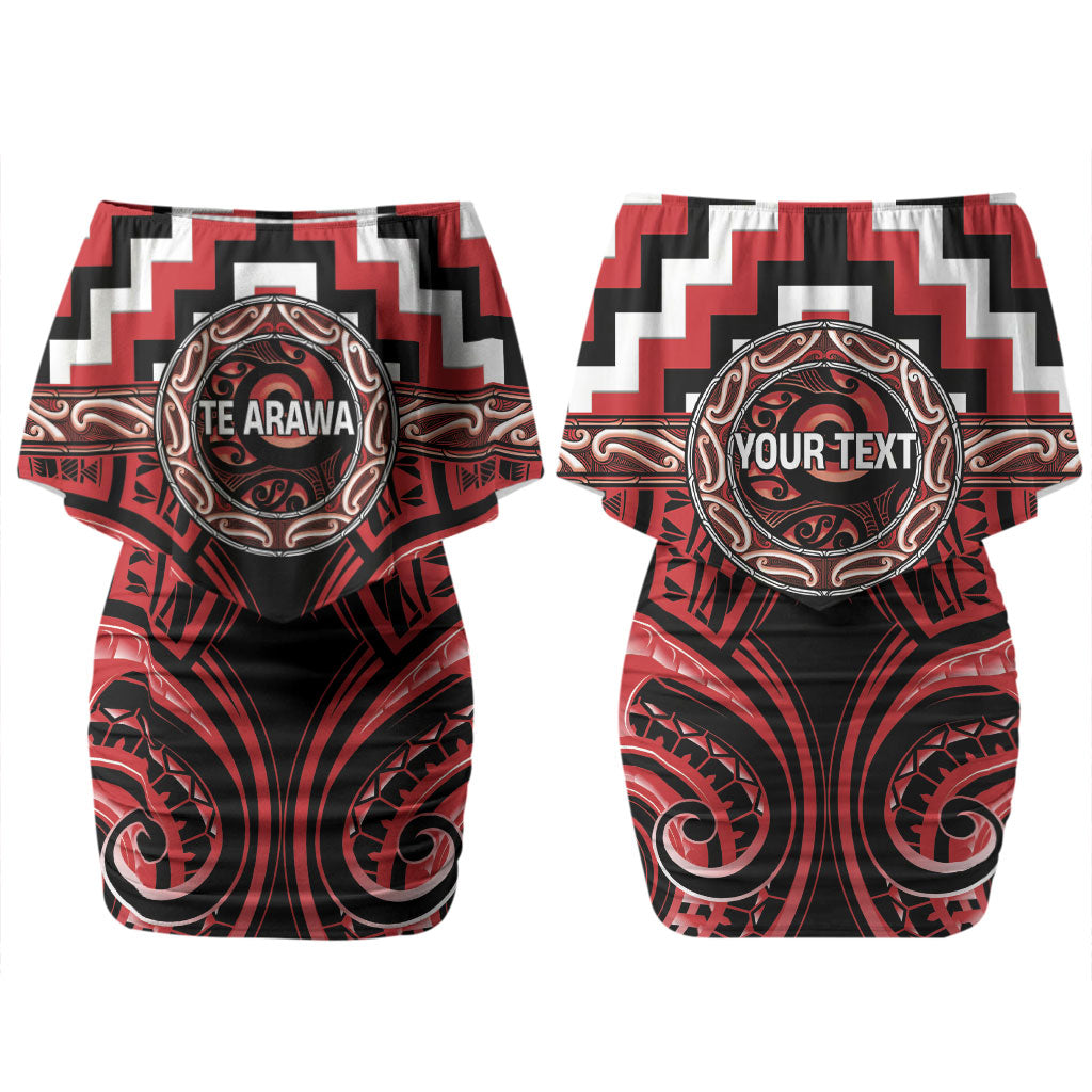 Aotearoa Te Arawa Personalised Couples Matching Off Shoulder Short Dress and Hawaiian Shirt Maori Iwi Poutama Puhoro Tattoo LT14 - Polynesian Pride