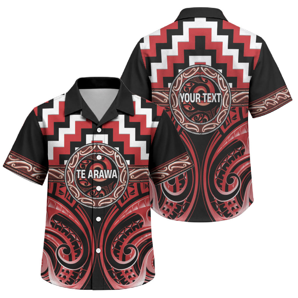 Aotearoa Te Arawa Personalised Family Matching Puletasi and Hawaiian Shirt Maori Iwi Poutama Puhoro Tattoo LT14 Son's Shirt Red - Polynesian Pride