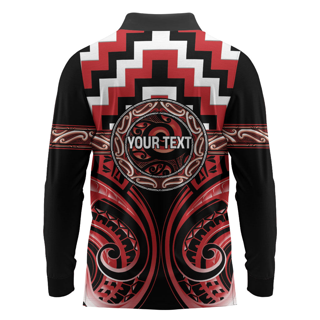 Aotearoa Te Arawa Personalised Long Sleeve Polo Shirt Maori Iwi Poutama Puhoro Tattoo LT14 - Polynesian Pride