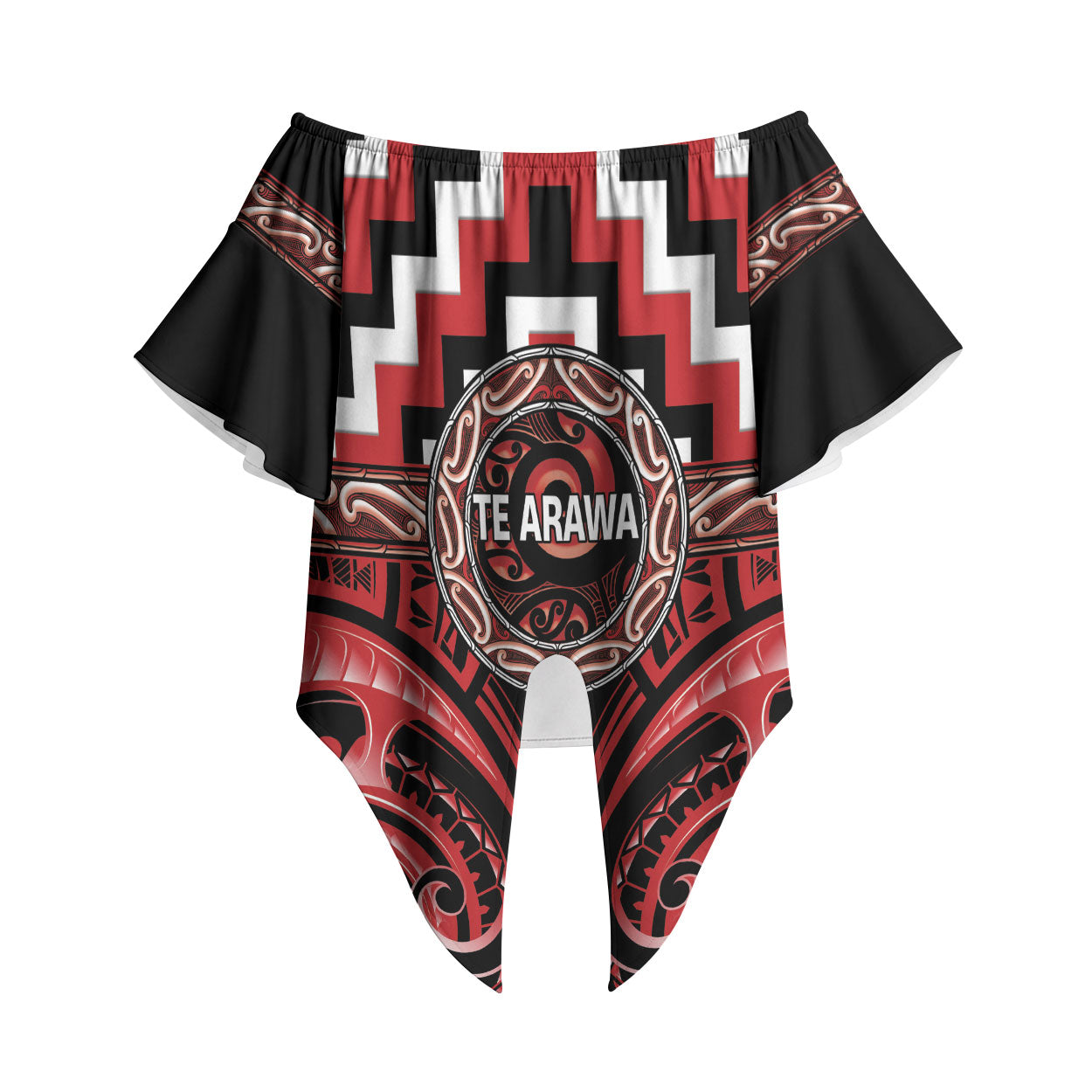 Aotearoa Te Arawa Personalised Off Shoulder Wrap Waist Top Maori Iwi Poutama Puhoro Tattoo
