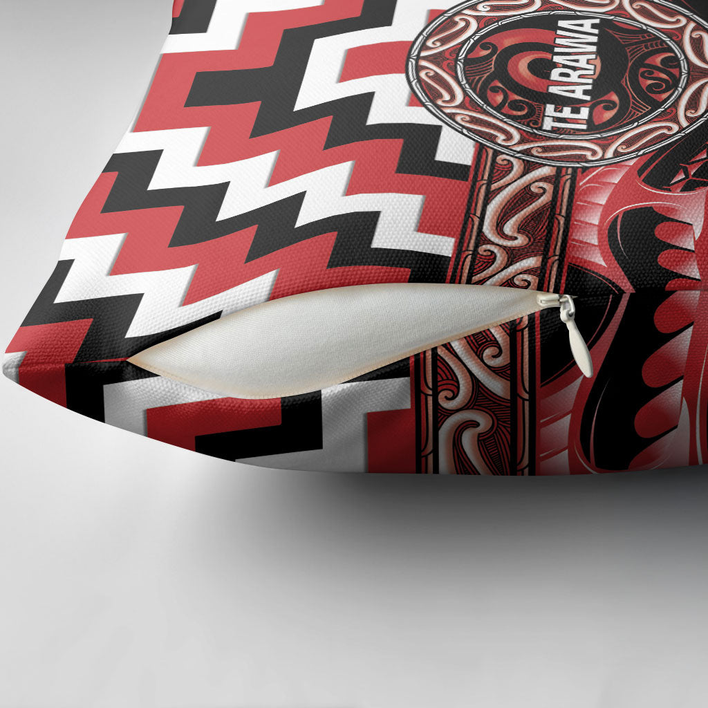 Aotearoa Te Arawa Pillow Cover Maori Iwi Poutama Puhoro Tattoo LT14 - Polynesian Pride