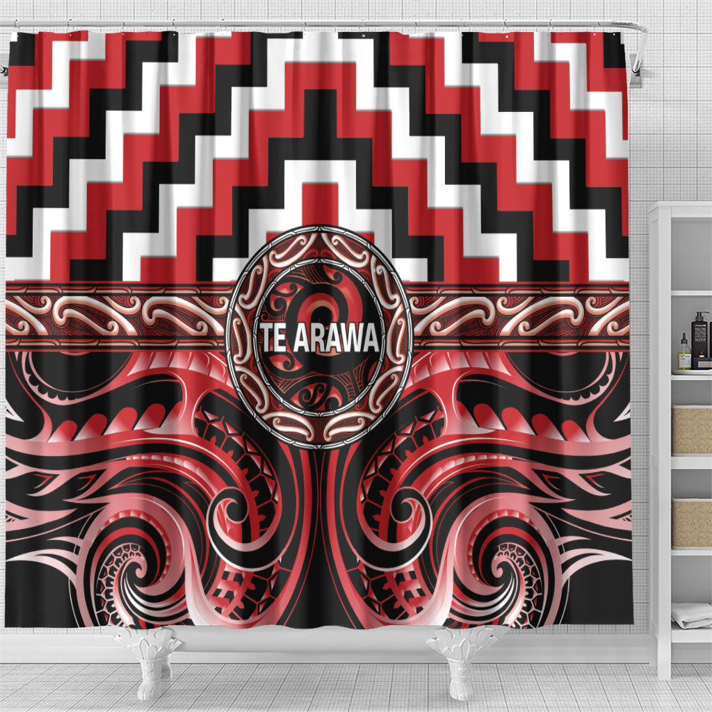 Aotearoa Te Arawa Shower Curtain Maori Iwi Poutama Puhoro Tattoo LT14 - Polynesian Pride