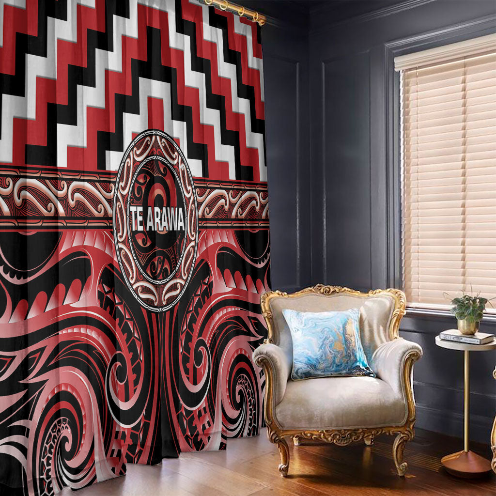 Aotearoa Te Arawa Window Curtain Maori Iwi Poutama Puhoro Tattoo LT14 - Polynesian Pride