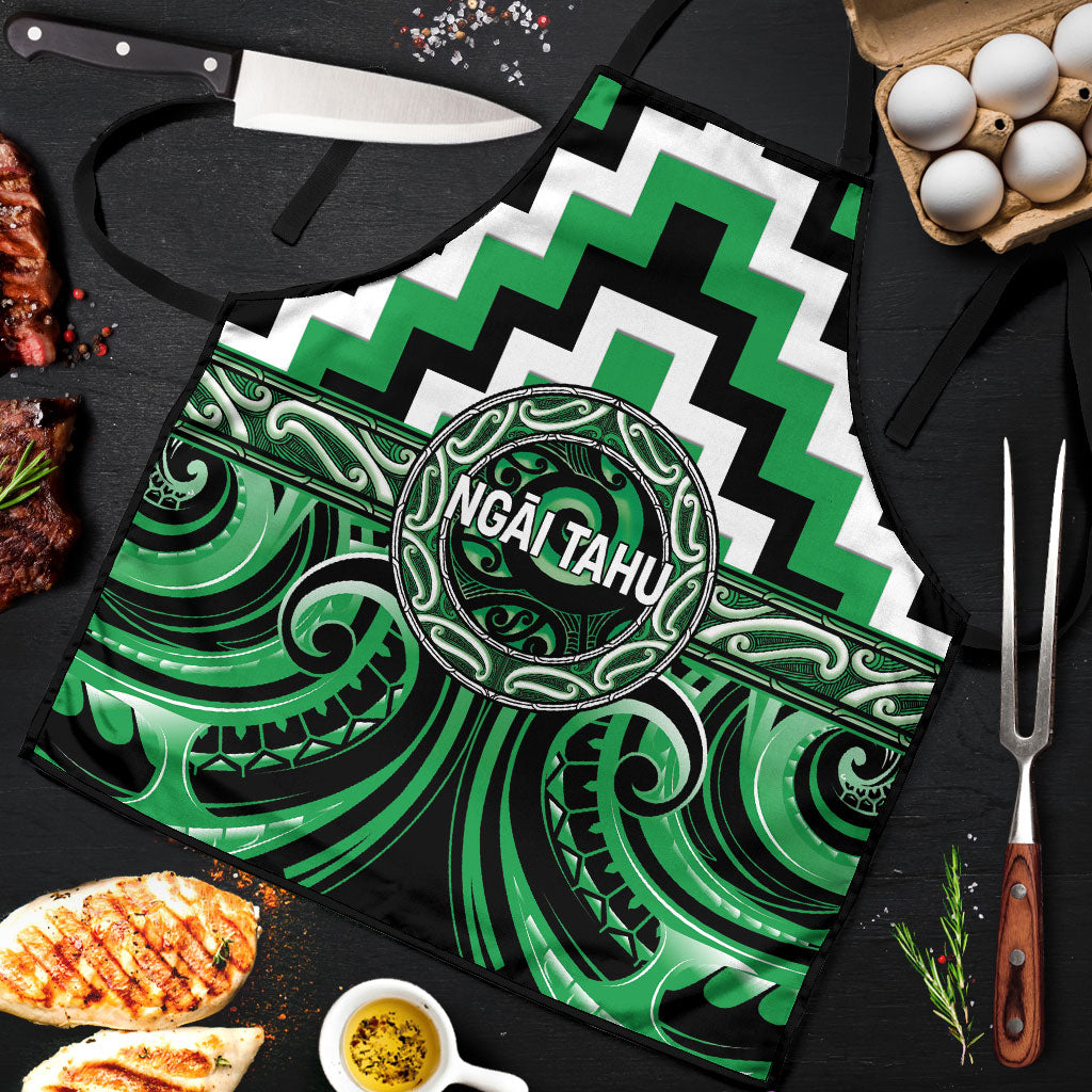 Aotearoa Ngai Tahu Apron Maori Iwi Poutama Puhoro Tattoo LT14 Green - Polynesian Pride