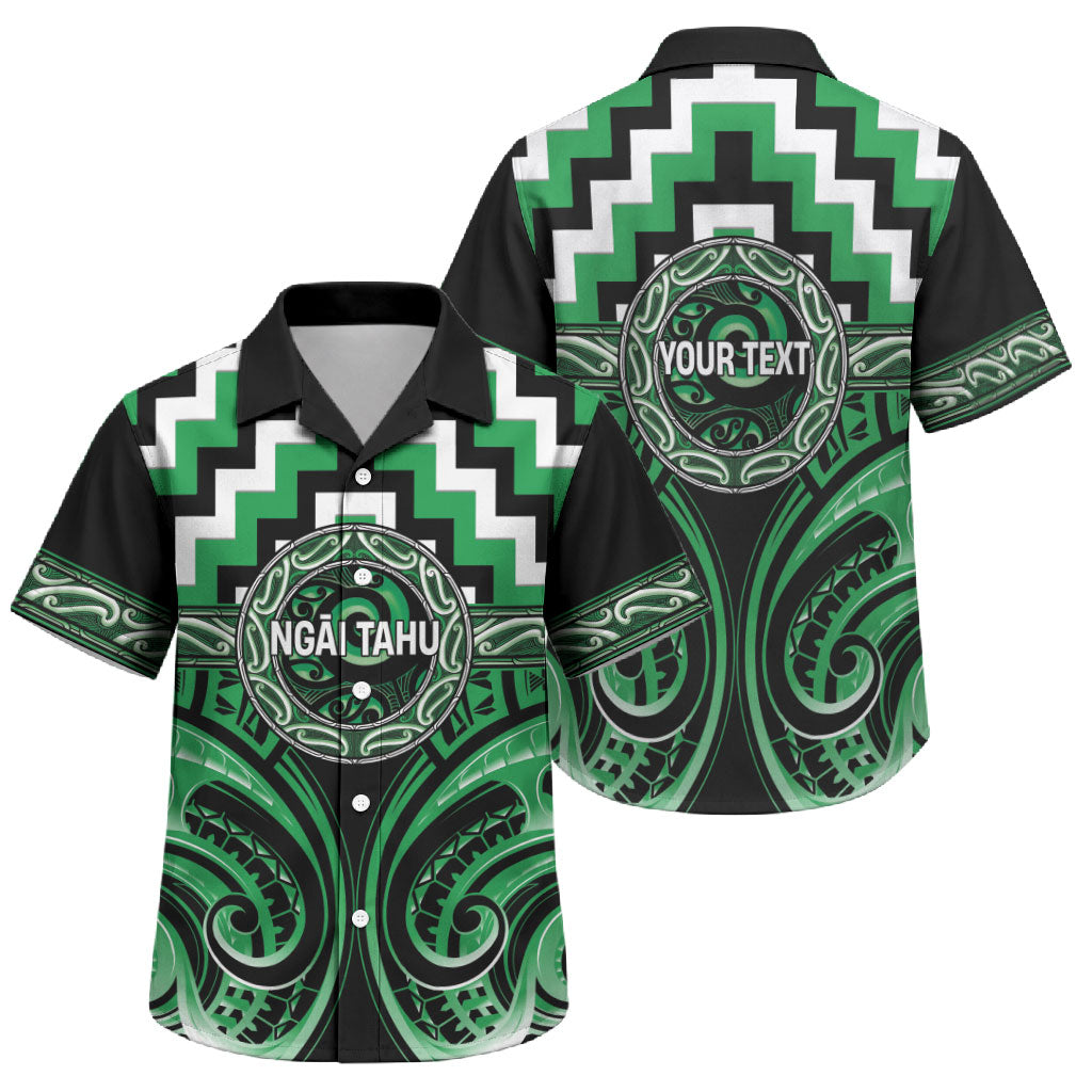 Aotearoa Ngai Tahu Personalised Family Matching Mermaid Dress and Hawaiian Shirt Maori Iwi Poutama Puhoro Tattoo LT14 Son's Shirt Green - Polynesian Pride