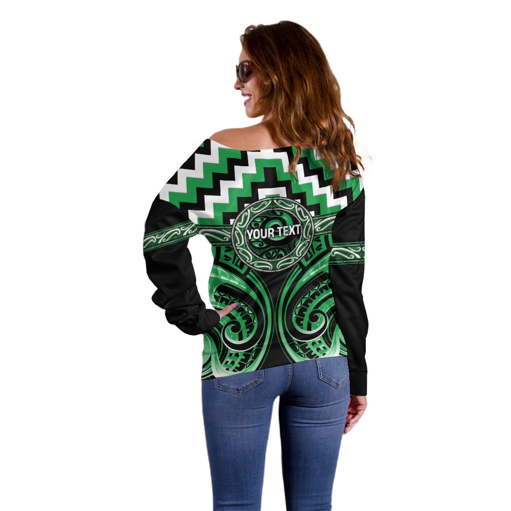 Aotearoa Ngai Tahu Personalised Off Shoulder Sweater Maori Iwi Poutama Puhoro Tattoo LT14 - Polynesian Pride