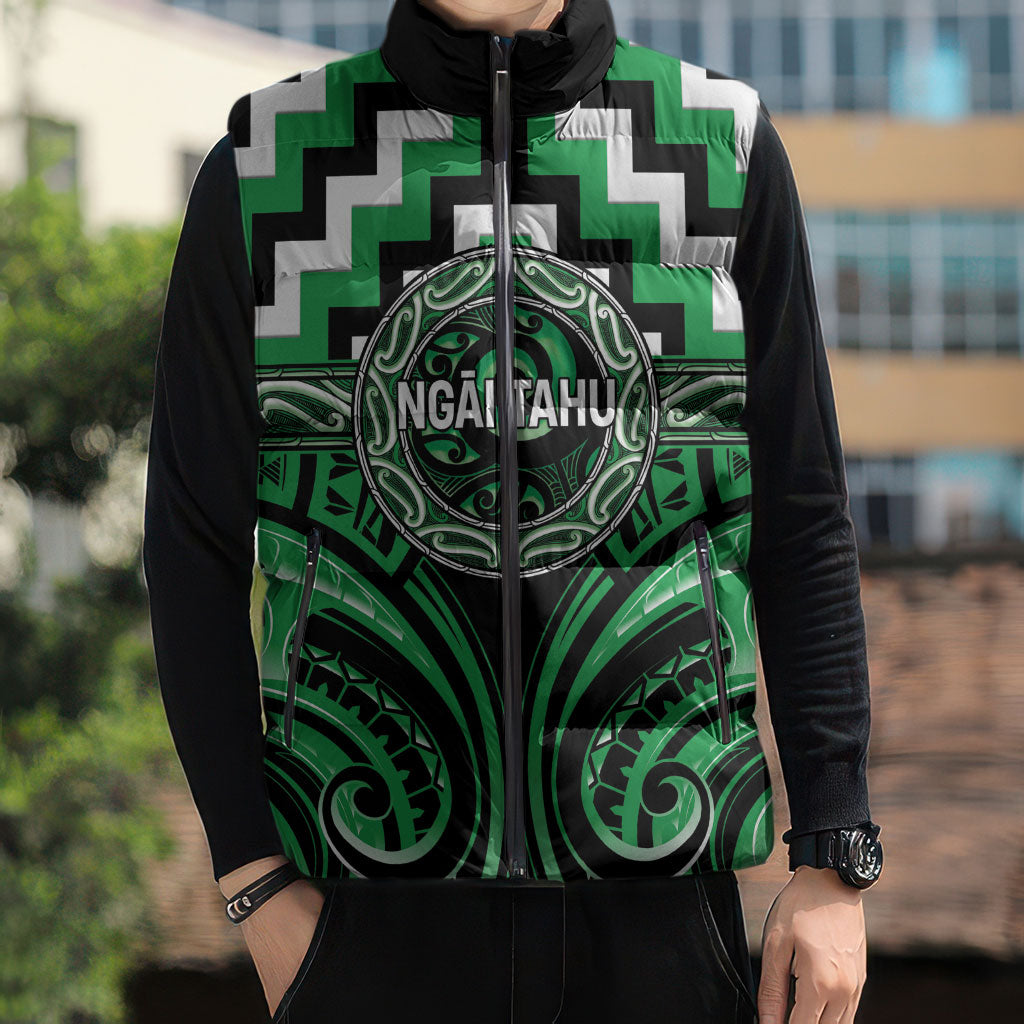 Aotearoa Ngai Tahu Personalised Sleeveless Puffer Jacket Maori Iwi Poutama Puhoro Tattoo LT14 - Polynesian Pride