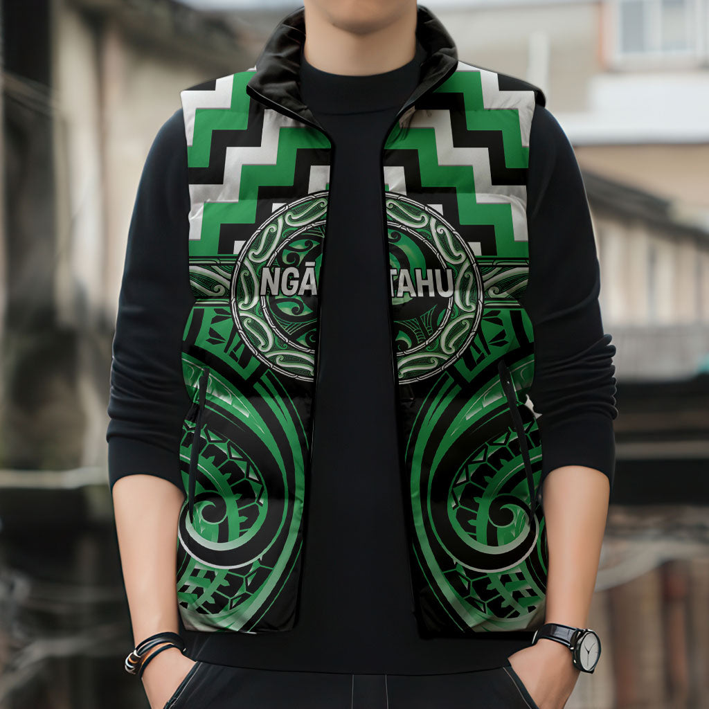 Aotearoa Ngai Tahu Personalised Sleeveless Puffer Jacket Maori Iwi Poutama Puhoro Tattoo LT14 - Polynesian Pride