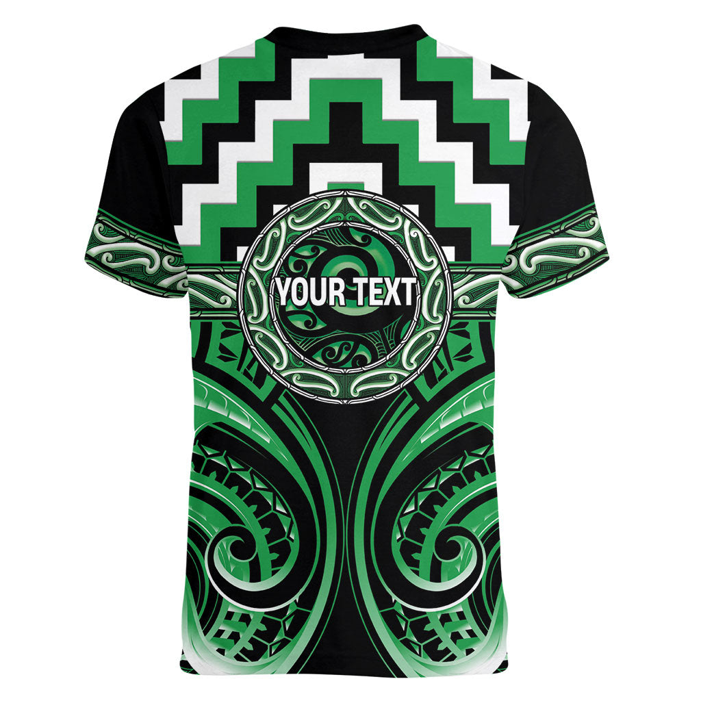 Aotearoa Ngai Tahu Personalised Women V-Neck T-Shirt Maori Iwi Poutama Puhoro Tattoo LT14 - Polynesian Pride