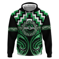 Aotearoa Ngai Tahu Personalised Zip Hoodie Maori Iwi Poutama Puhoro Tattoo LT14 Pullover Hoodie Green - Polynesian Pride