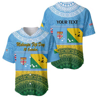 Personalised Malampa Fiji Day Baseball Jersey 10 October Fijian Tapa Flag Style LT14 - Polynesian Pride