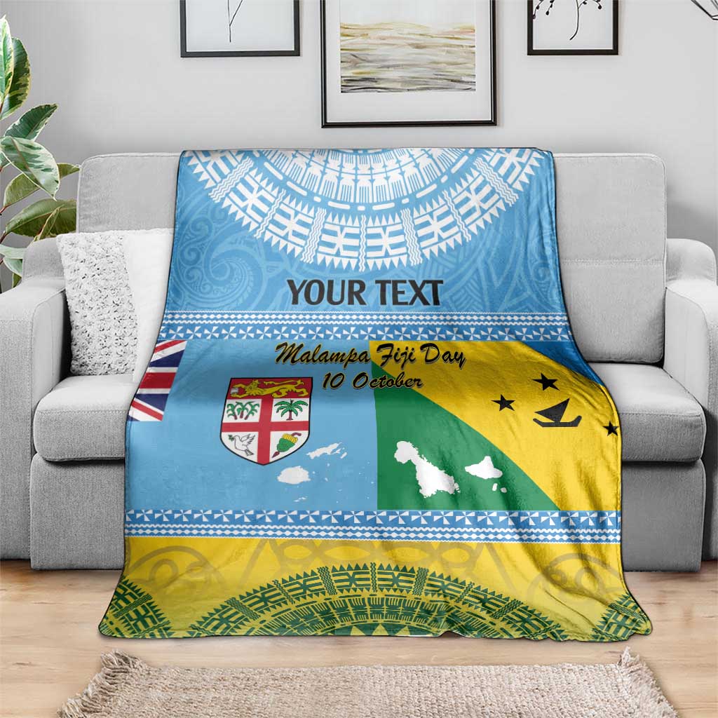 Personalised Malampa Fiji Day Blanket 10 October Fijian Tapa Flag Style