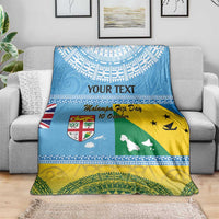 Personalised Malampa Fiji Day Blanket 10 October Fijian Tapa Flag Style