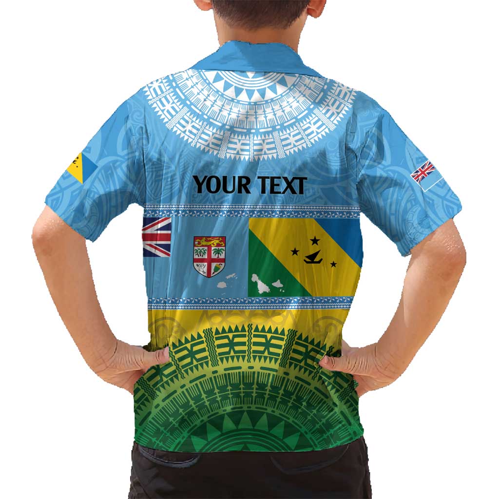 Personalised Malampa Fiji Day Family Matching Long Sleeve Bodycon Dress and Hawaiian Shirt 10 October Fijian Tapa Flag Style LT14 - Polynesian Pride