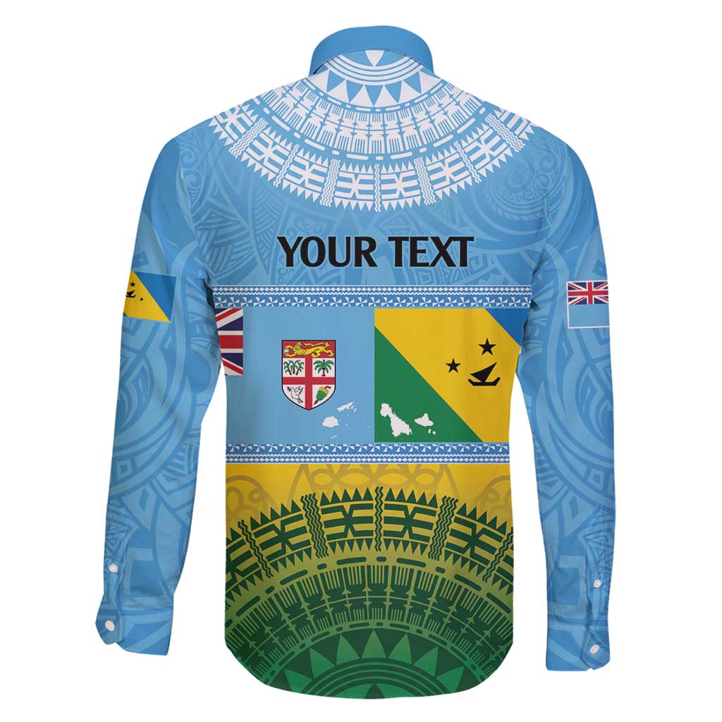 Personalised Malampa Fiji Day Family Matching Long Sleeve Bodycon Dress and Hawaiian Shirt 10 October Fijian Tapa Flag Style LT14 - Polynesian Pride