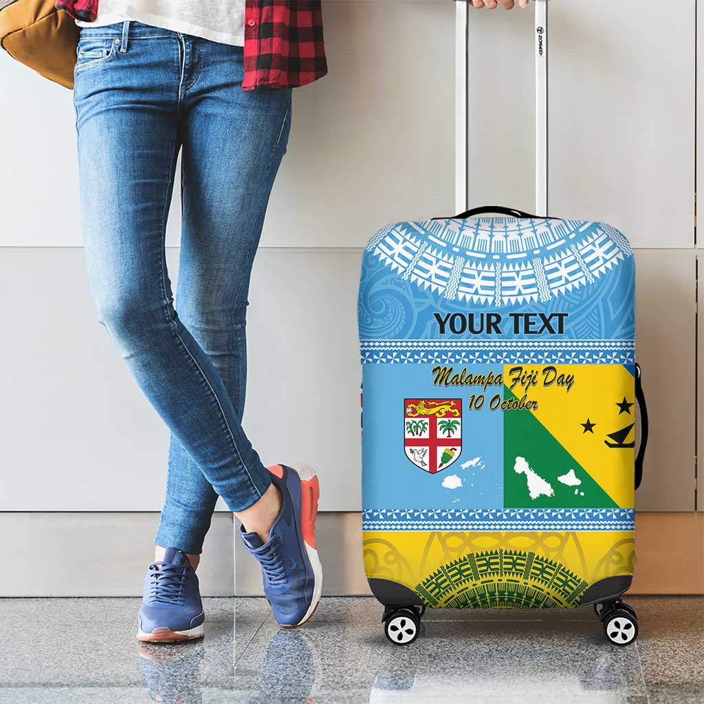 Personalised Malampa Fiji Day Luggage Cover 10 October Fijian Tapa Flag Style